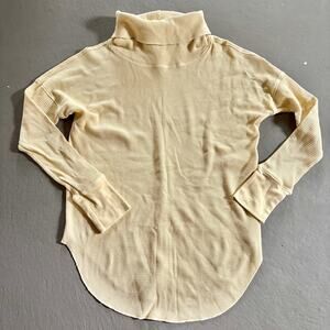 Aritzia Thermal Waffle Knit Cowl Neck Sweater Soft Butter Yellow Medium